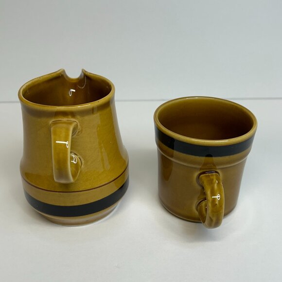 International Stoneware Japan Creamer and Mug Mustard Color Set Aztec S-131 - Picture 6 of 6